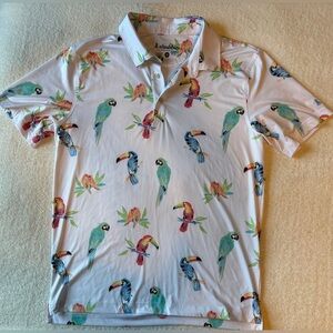 Chubbies Short Sleeve Polo, Tropical Toucan Print, Men’s M